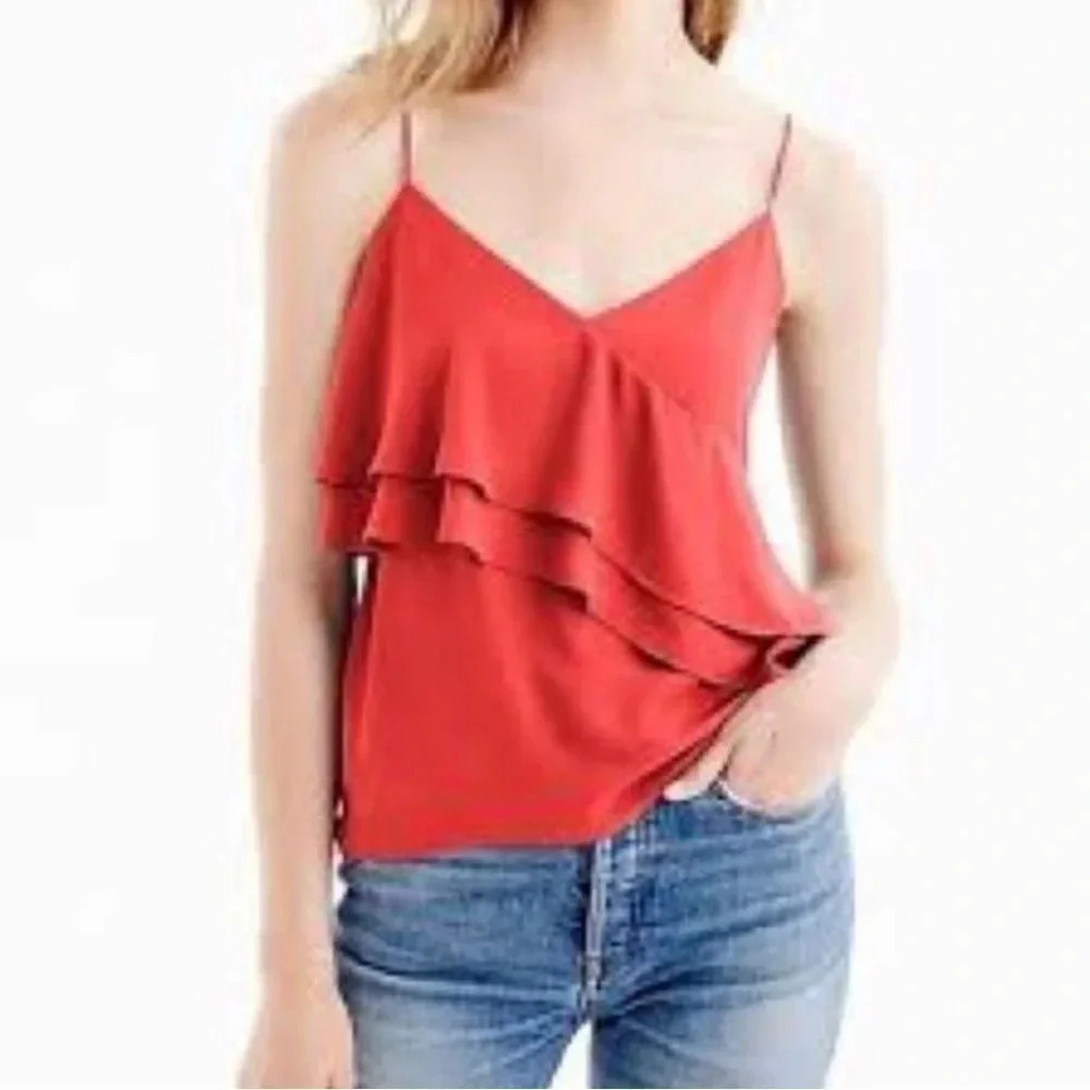 J. Crew Sz 6 Smokey Coral Drapey Ruffle Cami. New with tag!